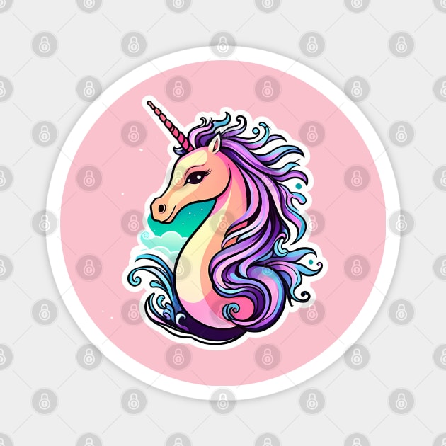 Magical Unicorn Seahorse Magnet by TaevasDesign